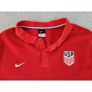 Nike USA Soccer Polo Shirt Women's XXL XL Red Cotton Pique Olympics Ball America